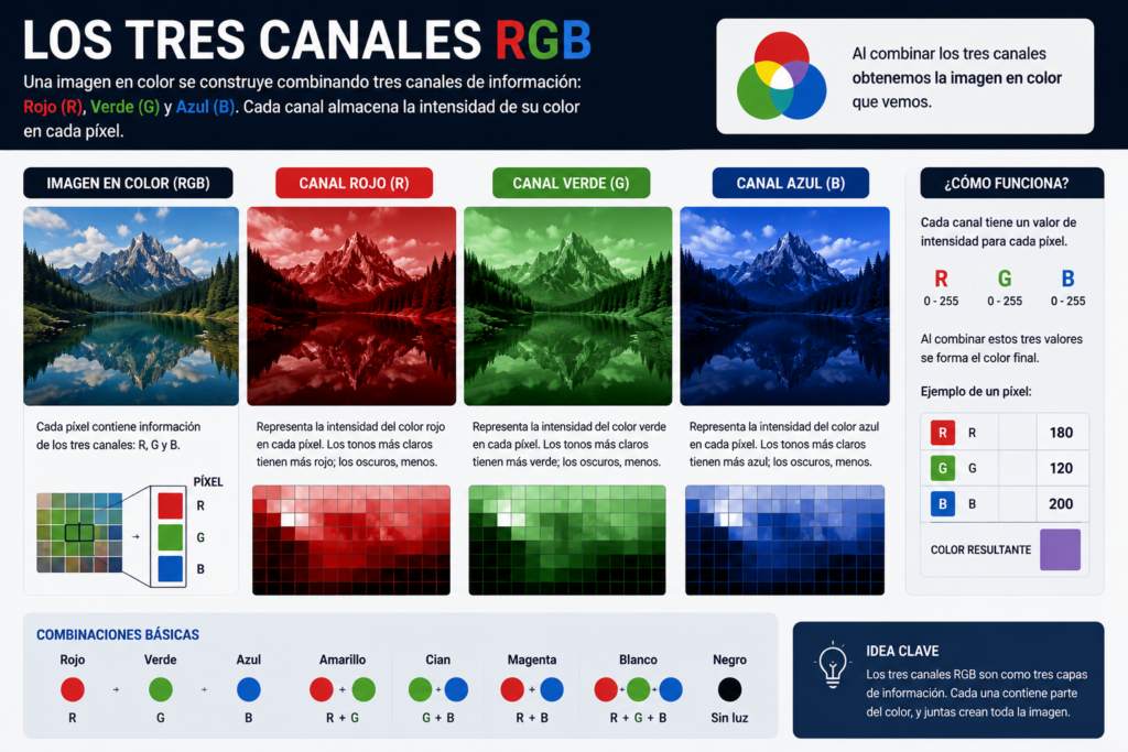 Imagen los tres canales RGB