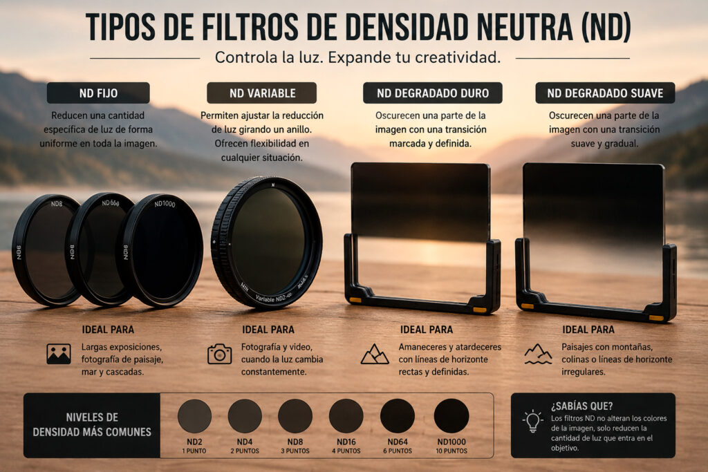 Tipos de filtros de Densidad ND
