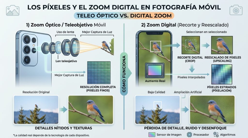 Los pixeles y zoom digital con el móvil