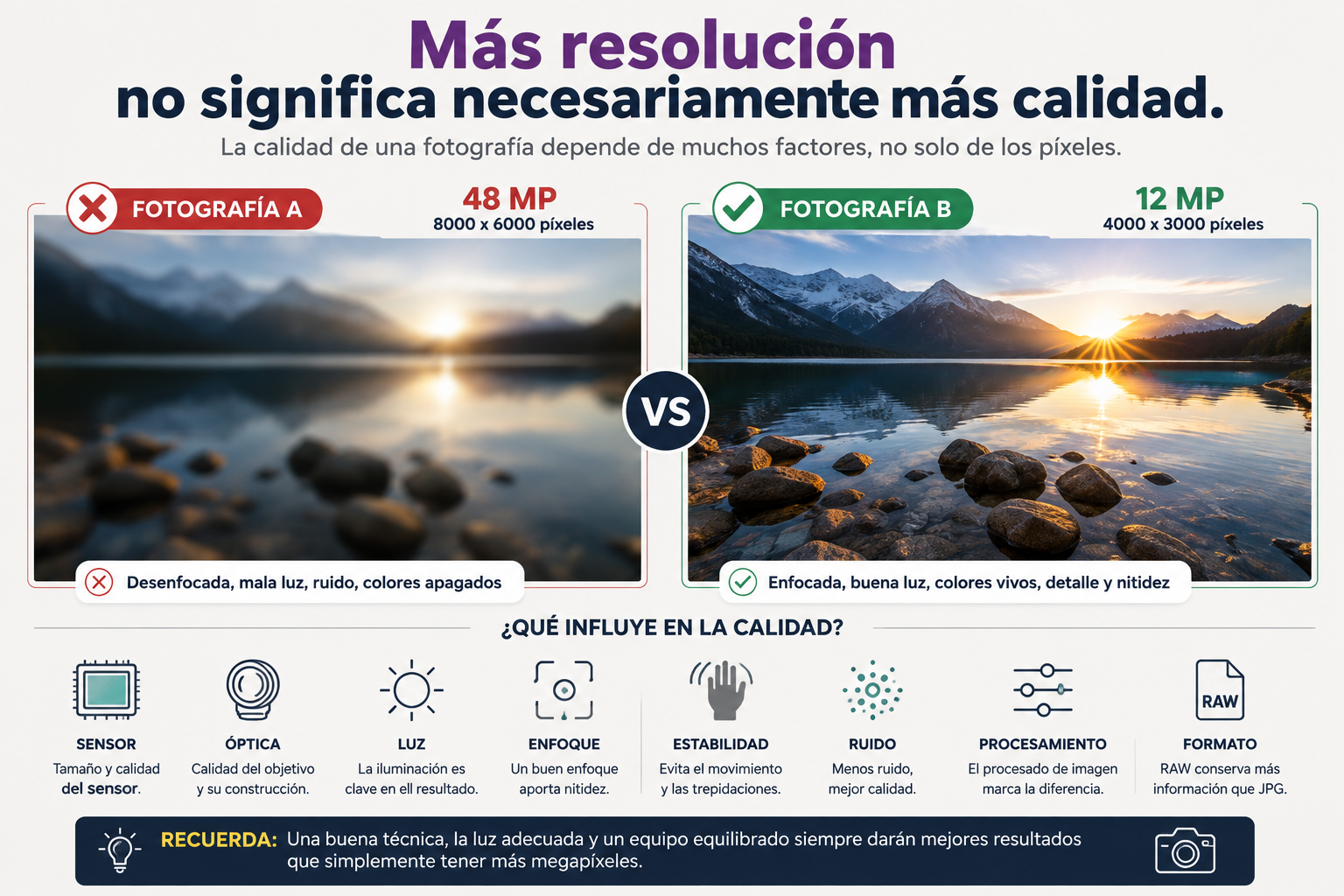 Más resolución no significa necesariamente más calidad.