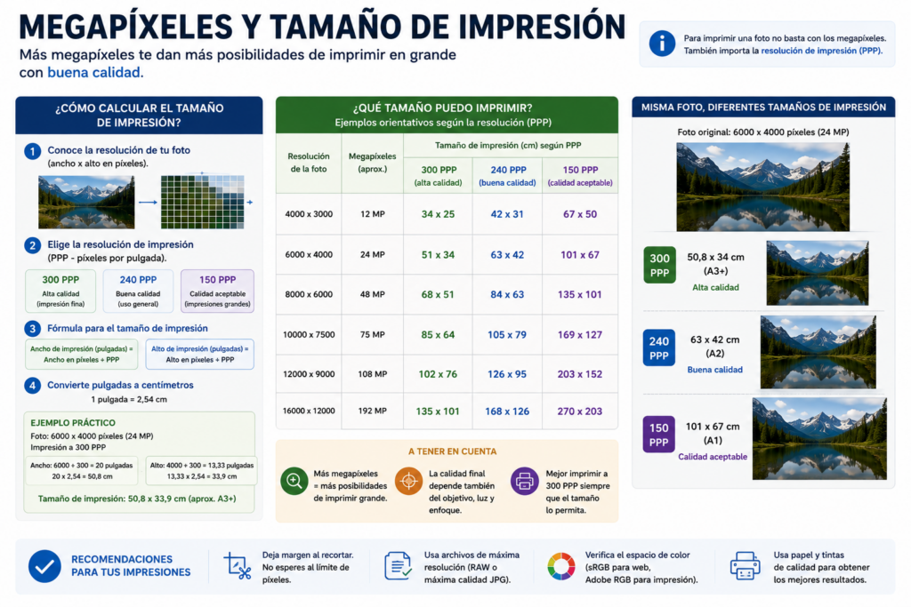Megapíxeles y tamaño de impresión