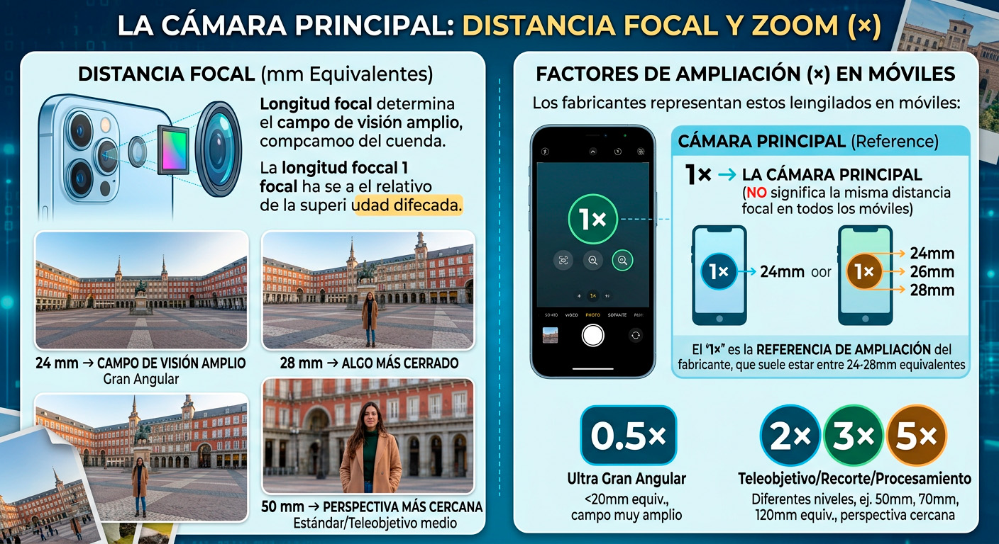 Distancia focal y zoom de la cámara principal del móvil