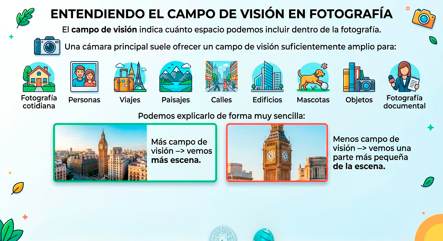 El campo de visión de la cámara principal