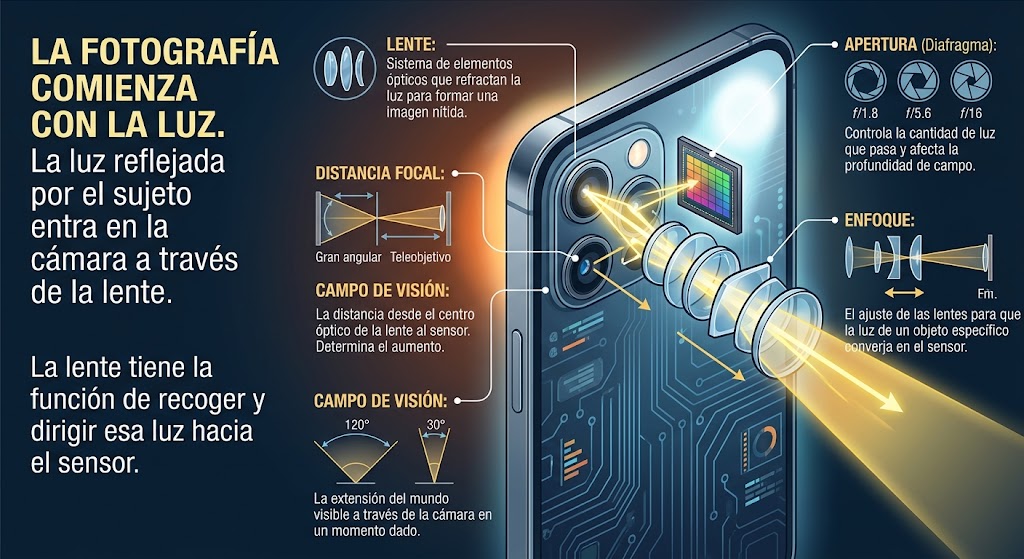 La luz entra por la lente