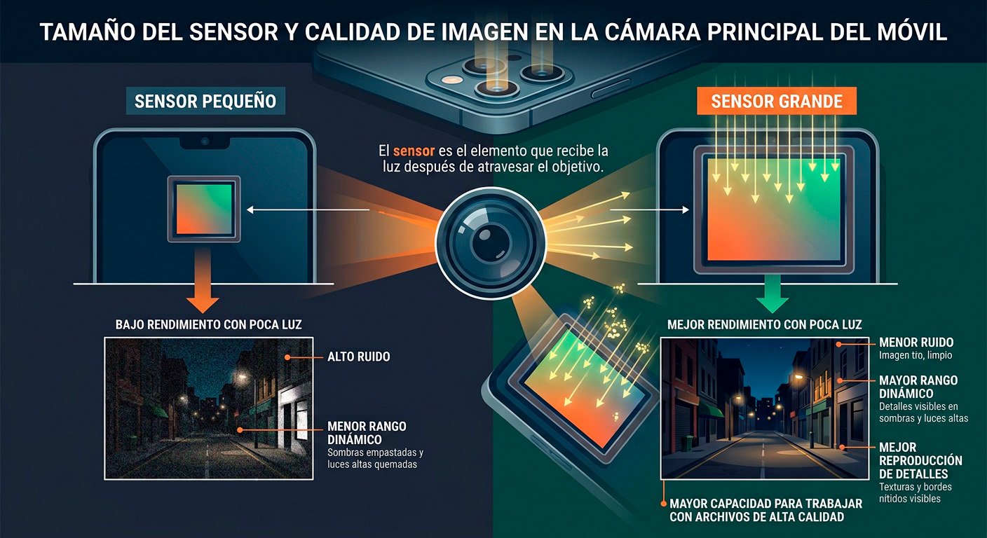 Tamaño del sensor y calidad de imagen en la cámara principal del móvil