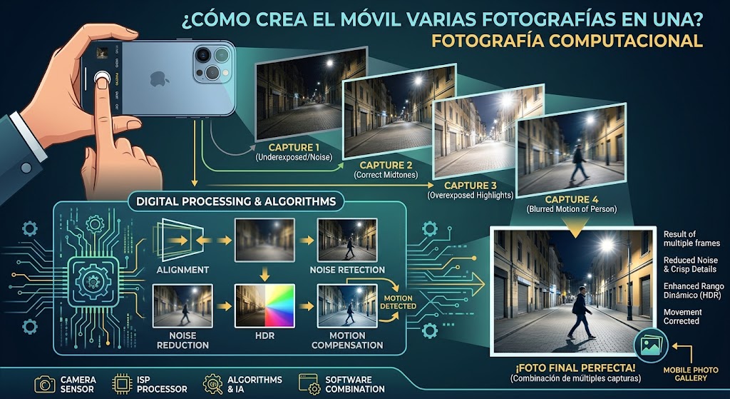 como crea el móvil varias fotografías en una